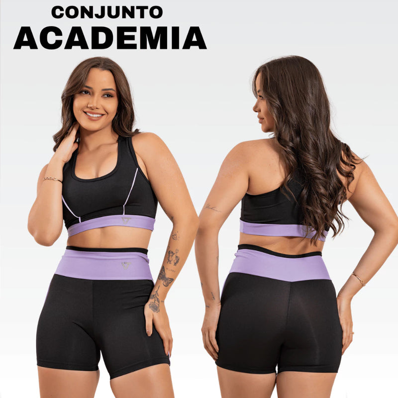 Kit 2 Conjuntos Academia Feminino Top Short Moda Fitness Suplex